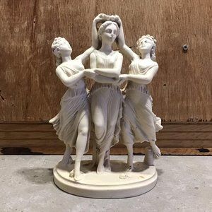 Vintage Three Graces Charites Greek Statue Handmade Sculpture Made in Greece